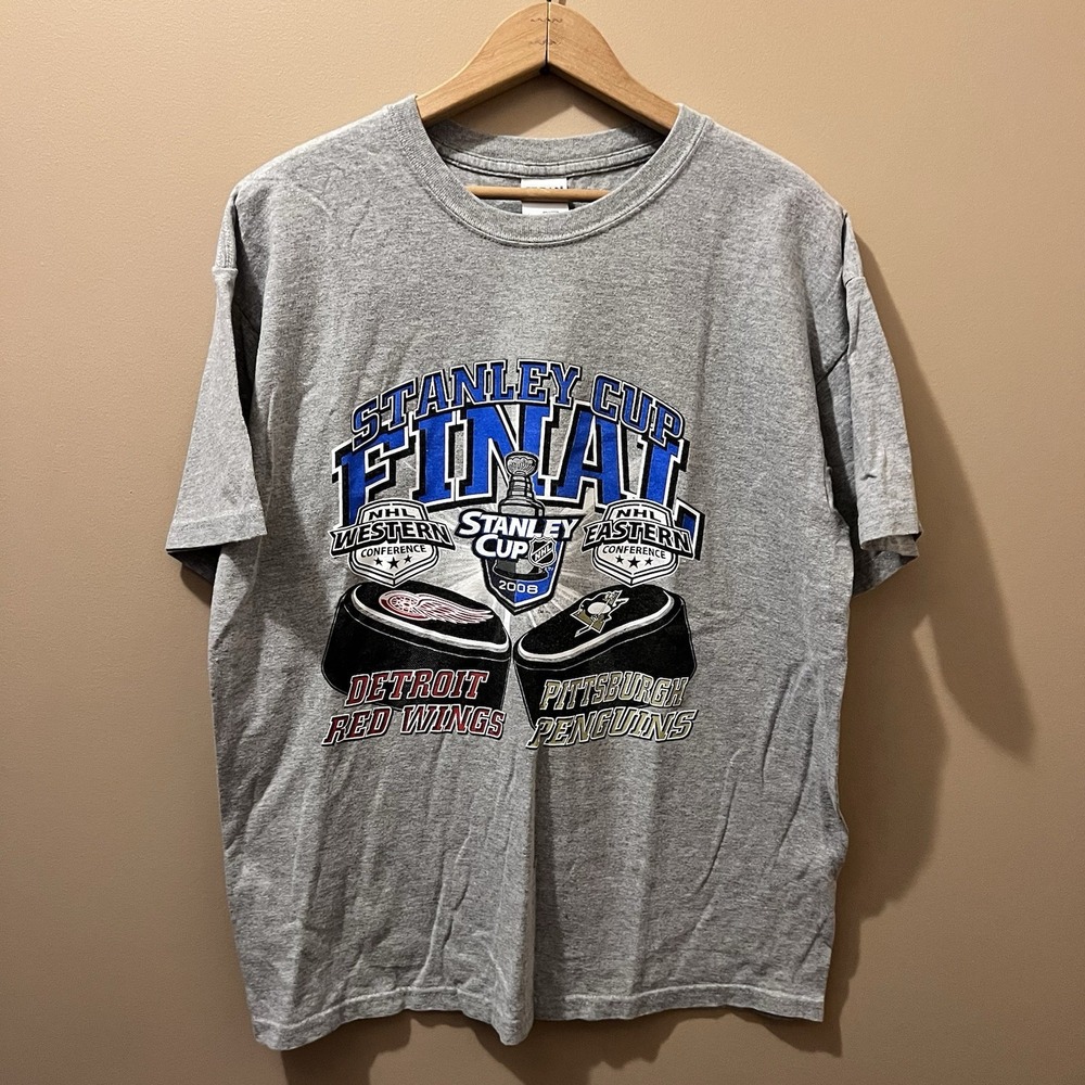 2008 Stanley Cup Pittsburgh Penguins VS Detroit Red Wings NHL T-shirt Y2K Large